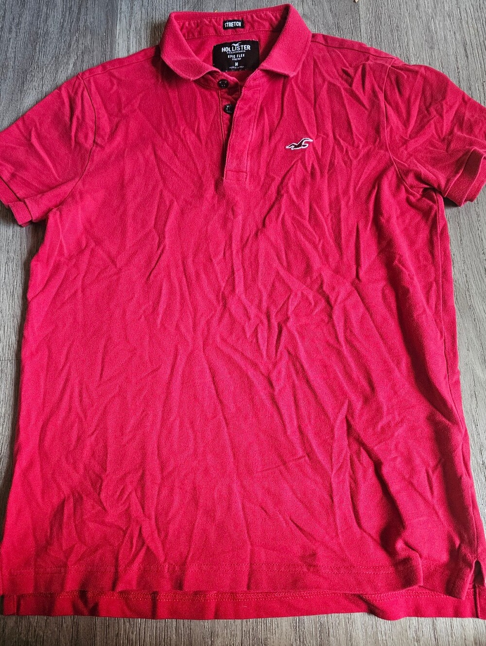 Hollister Men's Bright Red Polo with Embroidered Logo
